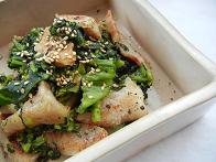 広島菜と豚トロ炒め